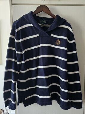 Ralph Lauren Navy & White Striped Rugby Shirt